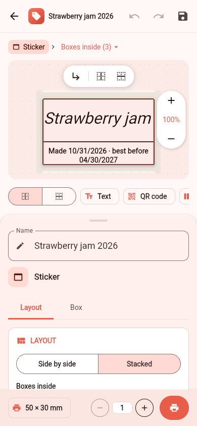 A group of boxes selected