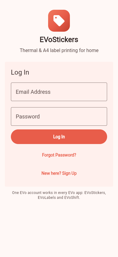 The sign-in screen